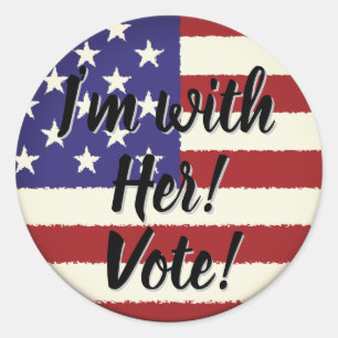 Ik ben bij haar... stemmen ronde sticker