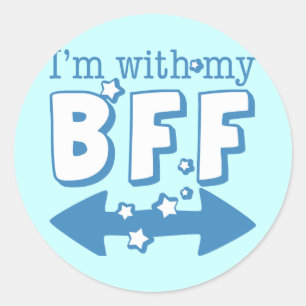 Ik ben bij Mijn BFF (dubbele pijl) Ronde Sticker