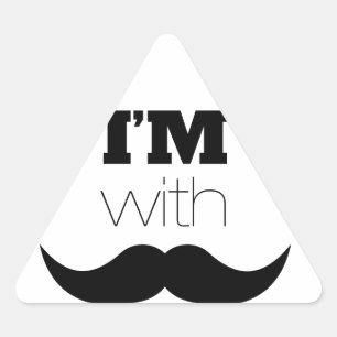 Ik ben bij Mustache Driehoek Sticker