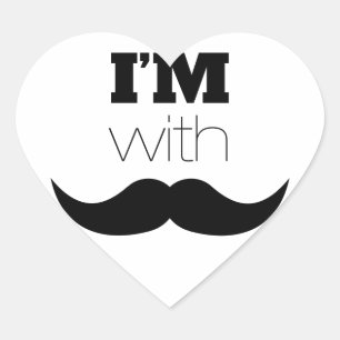 Ik ben bij Mustache Hart Sticker