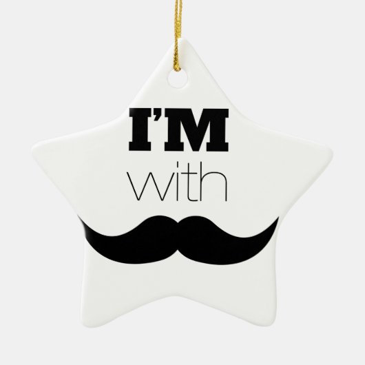 Ik ben bij Mustache Keramisch Ornament (Voorkant)
