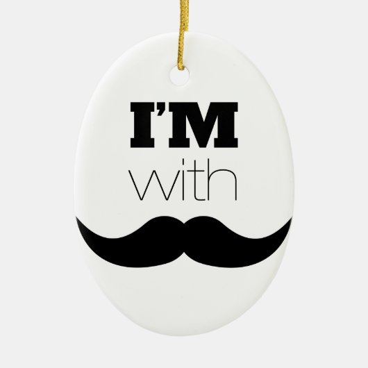 Ik ben bij Mustache Keramisch Ornament (Voorkant)