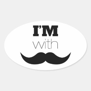 Ik ben bij Mustache Ovale Sticker