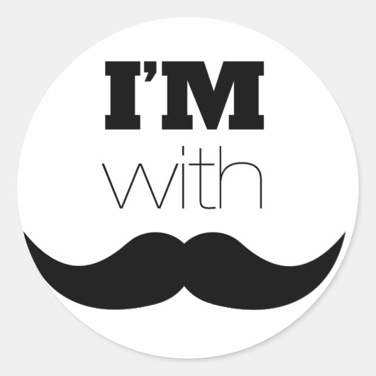 Ik ben bij Mustache Ronde Sticker (Voorkant)