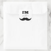 Ik ben bij Mustache Vierkante Sticker (Tas)
