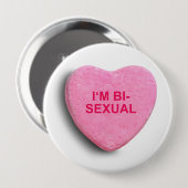 IK BEN BISEXUEEL SNOEP HART RONDE BUTTON 4,0 CM (Voorkant /achterkant)