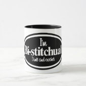 "Ik ben Bistitchual - Ik brei en haak" mok (Midden)