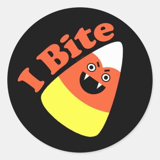 Ik ben Bite Halloween Candy Corn Vampire Ronde Sticker (Voorkant)
