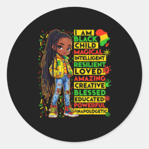 Ik ben Black Child Geschiedenis Maand Afro-Amerika Ronde Sticker