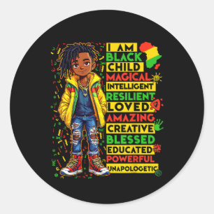 Ik ben Black Child Geschiedenis Maand Afro-Amerika Ronde Sticker