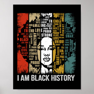 Ik ben Black History Month 2024 Vrouwen Meisjes Zw Poster