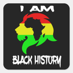 Ik ben Black History Month Afro-Amerikaanse Leeuw Vierkante Sticker