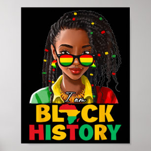 Ik ben Black History Month Vrouw Meisje Afro Zwart Poster