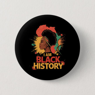 Ik ben Black History Month vrouwen meisjes Afrikaa Ronde Button 5,7 Cm