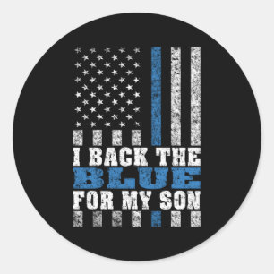 Ik ben blauw voor mijn zoon... vader pa pa pa. ronde sticker