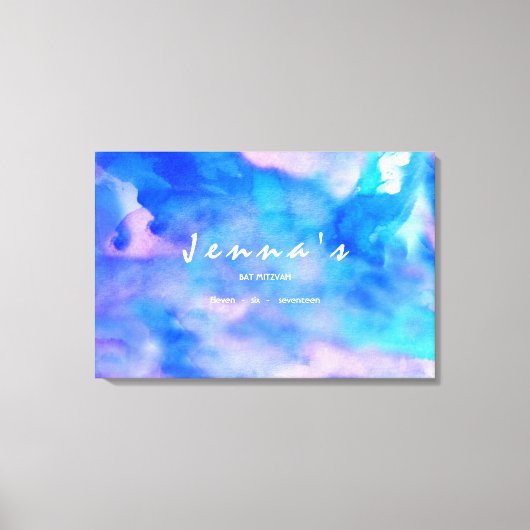 Ik ben BLAUW WATERVERF Bat Mitzvah Inloggen Board Canvas Afdruk (Voorkant)