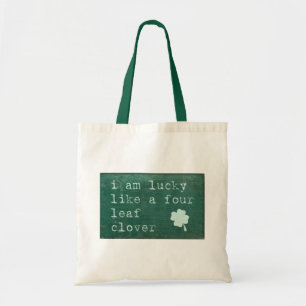 Ik ben blij als een vier lef-klaver tote bag