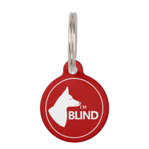Ik ben Blinde Tekst & Witte Hond Met Rechtopstaand Huisdierpenning
