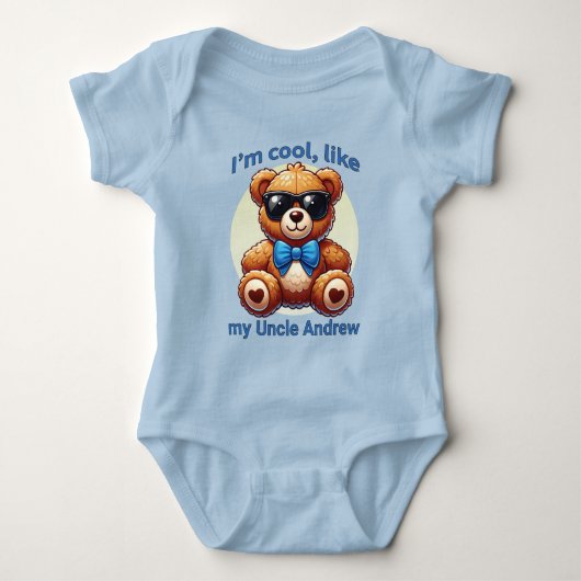 Ik ben Cool Teddy Bear met Blue Bow Romper (Voorkant)