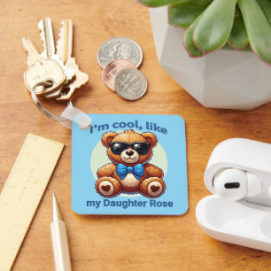 Ik ben Cool Teddy Bear met Blue Bow Sleutelhanger