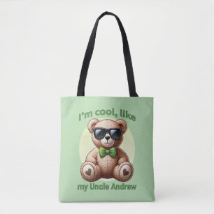 Ik ben Cool Teddy Bear met Green Bow  Draagtas