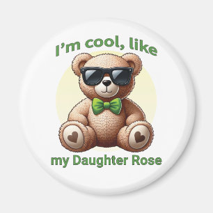 Ik ben Cool Teddy Bear met Green Bow Magneet