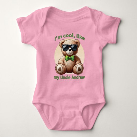 Ik ben Cool Teddy Bear met Green Bow Romper (Voorkant)