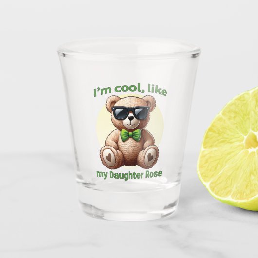 Ik ben Cool Teddy Bear met Green Bow Shot Glas (Voorkant)