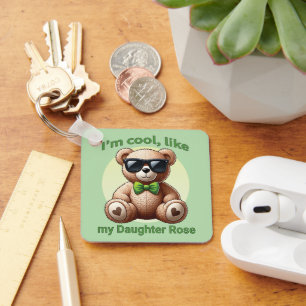 Ik ben Cool Teddy Bear met Green Bow  Sleutelhanger