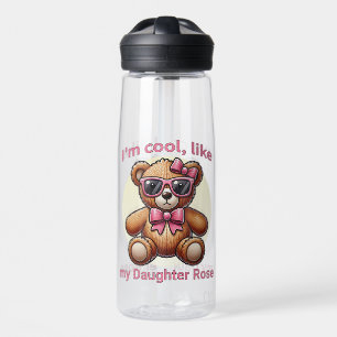 Ik ben Cool Teddy Bear met Roze Strik Aanpasbaar Waterfles