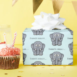 Ik Ben Cute Grappige Grijze Olifant Cartoon Niet V Cadeaupapier