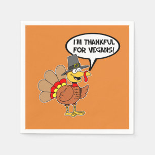 Ik ben dankbaar voor Vegans Turkey Cartoon Napkins Servet