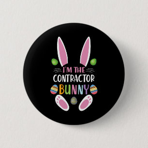 Ik ben de aannemer Bunny Funny Pasen Day Rabbit Ronde Button 5,7 Cm