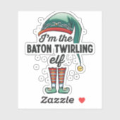 Ik ben de Baton Twirling Elf kerstcadeaus Sticker (Vel)