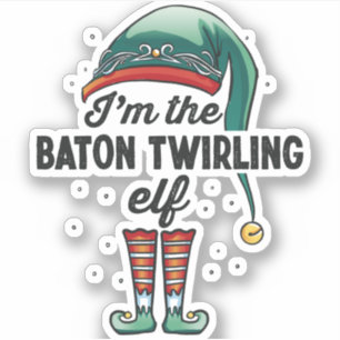 Ik ben de Baton Twirling Elf kerstcadeaus Sticker