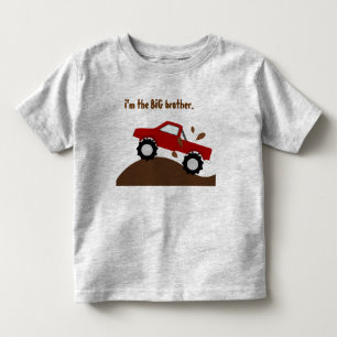 Ik ben de Big Brother Red Monster Truck Kinder Shirts