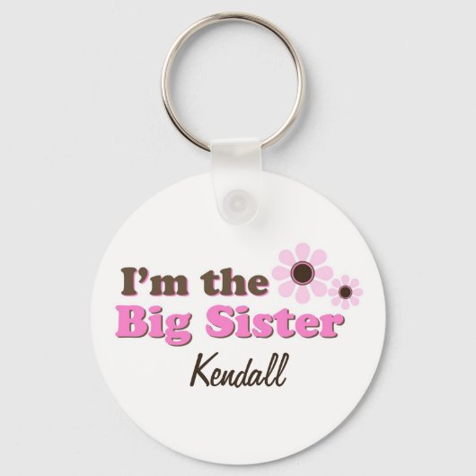 Ik ben de Big Sister Mod Flowers gepersonaliseerd Sleutelhanger (Voorkant)