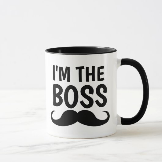 IK BEN DE BOSS, MUSTACHE COFFEE MOK (Rechts)
