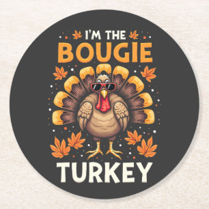 Ik ben de Bougie Turkije Funny Thanksgiving Sassy Ronde Kartonnen Onderzetter