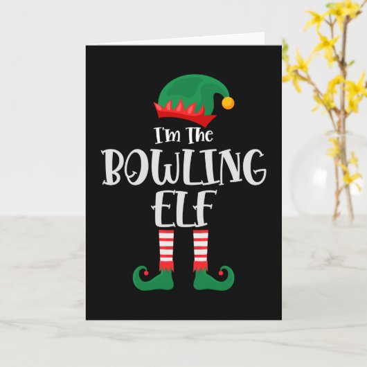 Ik ben de Bowling Elf Kerst Matching Kaart (Gele Bloem)