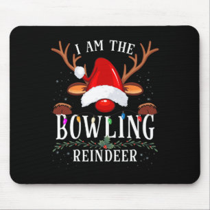 Ik ben de bowlingrendierkerstfamilie muismat