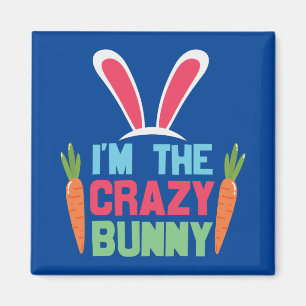 Ik ben de Crazy Bunny Cute Paasdag Magneet