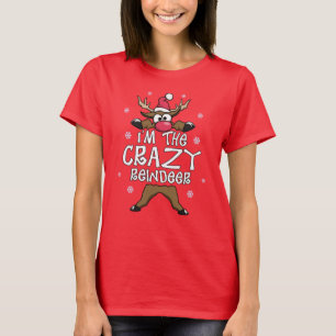 Ik ben de Crazy Reindeer Familie Kerstmis Pajama T-shirt