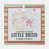 Ik ben de Cutest Little Sister Cute Cats Custom Glas Ornament (Voorkant)