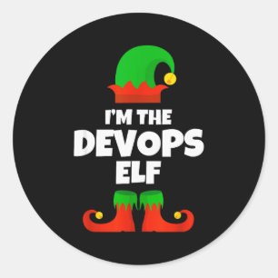 Ik ben de Devops Elf Familie Pyjama Kerstmis Ingen Ronde Sticker