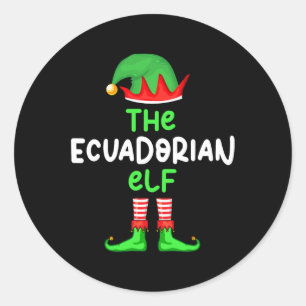 Ik ben de Ecuadoraanse Elf Ecuador Kerst Fun Pajam Ronde Sticker