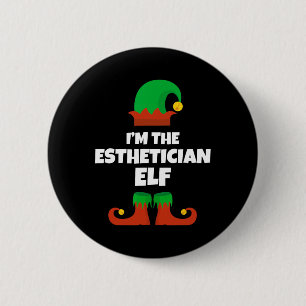 Ik ben de Esthetician Elf Familie Pyjama Kerstmis  Ronde Button 5,7 Cm