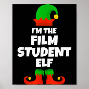 Ik ben de filmstudent Elf Familie Pyjama Kerstmis Poster