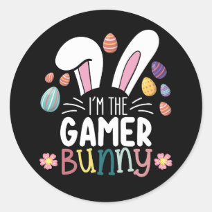 Ik ben de Gamer Bunny Gaming Pasen Matching Ronde Sticker