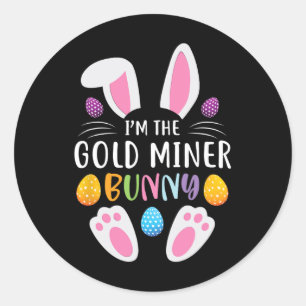 Ik ben de goudmijnkonijn Funny Pasen Day Rabbit Ronde Sticker